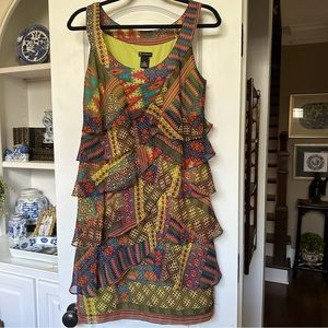 NEW DIRECTIONS - multi tiered round neck, sleeveless dress in bright colors